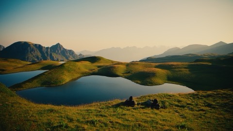 Alpine lake at dusk, graded with the Alpine Gold LUT