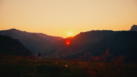 Sunset over the mountain range, graded with the Alpine Gold LUT