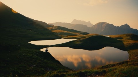 Still alpine lake with reflections, graded with the Alpine Gold LUT