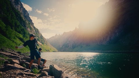 Skipping stones at the lake, graded with the Alpine Gold LUT